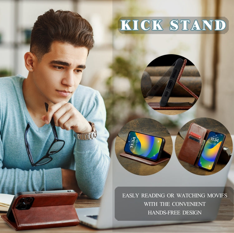 For iPhone 14 Pro FIERRE SHANN Vintage Bark Texture Wallet Leather Phone Case(Brown) - iPhone 14 Pro Cases by FIERRE SHANN | Online Shopping UK | buy2fix