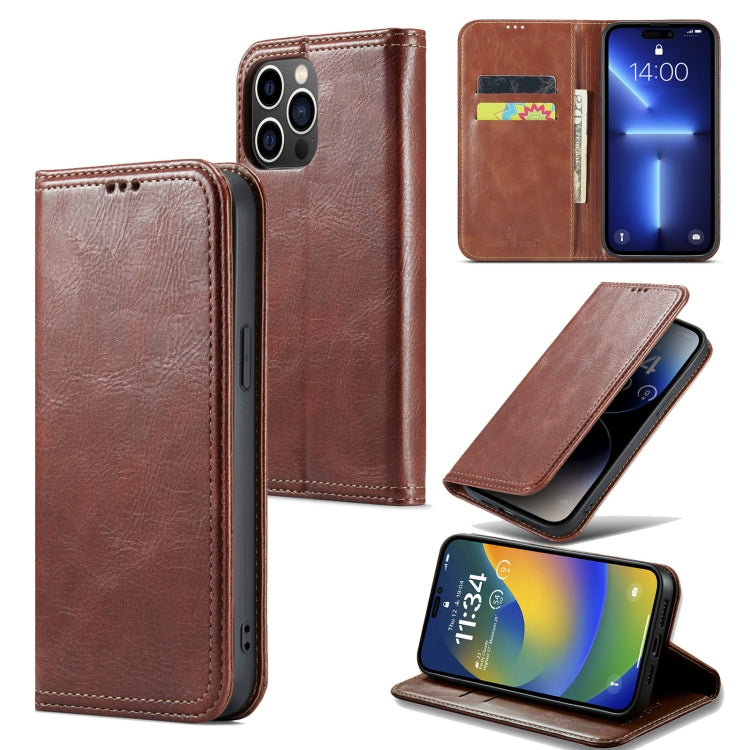For iPhone 14 Plus FIERRE SHANN Vintage Bark Texture Wallet Leather Phone Case(Brown) - iPhone 14 Plus Cases by FIERRE SHANN | Online Shopping UK | buy2fix