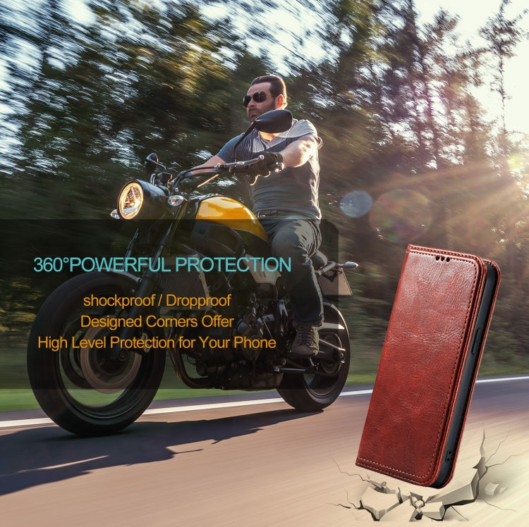 For iPhone 14 Plus FIERRE SHANN Vintage Bark Texture Wallet Leather Phone Case(Brown) - iPhone 14 Plus Cases by FIERRE SHANN | Online Shopping UK | buy2fix