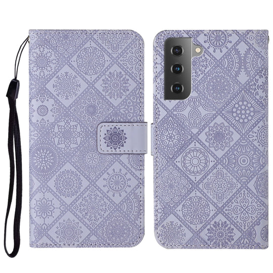 For Samsung Galaxy S23 5G Ethnic Style Embossed Pattern Leather Phone Case(Purple)