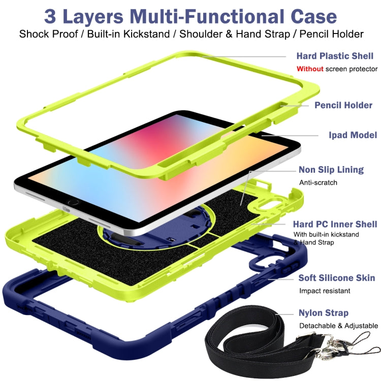 For iPad 2025 / 2022 360 Degree Rotation Shockproof Silicone + PC Tablet Case(Navy+Yellow Green) - iPad 2025 / 2022 Cases by buy2fix | Online Shopping UK | buy2fix