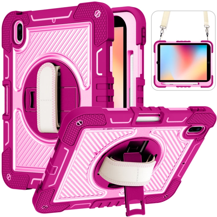 For iPad 2025 / 2022 360 Degree Rotation Shockproof Silicone + PC Tablet Case(Rose Red+Pink) - iPad 2025 / 2022 Cases by buy2fix | Online Shopping UK | buy2fix