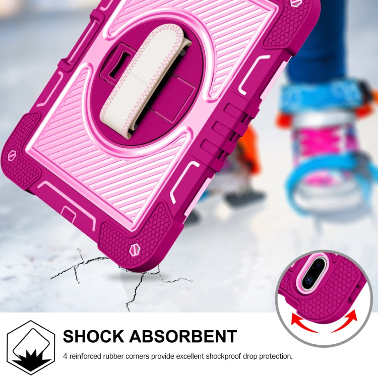 For iPad 2025 / 2022 360 Degree Rotation Shockproof Silicone + PC Tablet Case(Rose Red+Pink) - iPad 2025 / 2022 Cases by buy2fix | Online Shopping UK | buy2fix