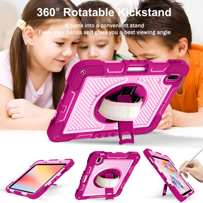 For iPad 2025 / 2022 360 Degree Rotation Shockproof Silicone + PC Tablet Case(Rose Red+Pink) - iPad 2025 / 2022 Cases by buy2fix | Online Shopping UK | buy2fix