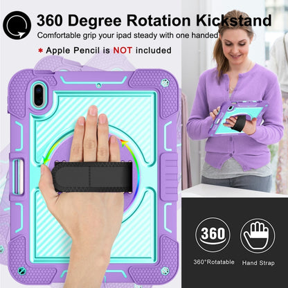 For iPad 2025 / 2022 360 Degree Rotation Shockproof Silicone + PC Tablet Case(Purple + Mint Green) - iPad 2025 / 2022 Cases by buy2fix | Online Shopping UK | buy2fix