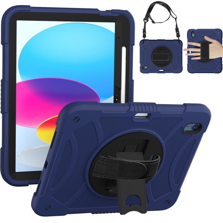 For iPad 10th 10.9 2022 Rotary Grab Silicone And PC Tablet Case(Navy Blue) - More iPad Cases by buy2fix | Online Shopping UK | buy2fix