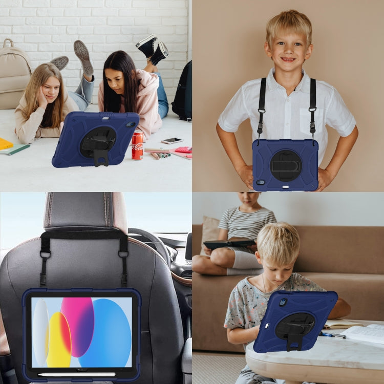 For iPad 10th 10.9 2022 Rotary Grab Silicone And PC Tablet Case(Navy Blue) - More iPad Cases by buy2fix | Online Shopping UK | buy2fix