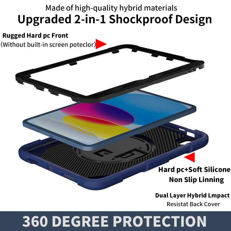 For iPad 10th 10.9 2022 Rotary Grab Silicone And PC Tablet Case(Navy Blue) - More iPad Cases by buy2fix | Online Shopping UK | buy2fix