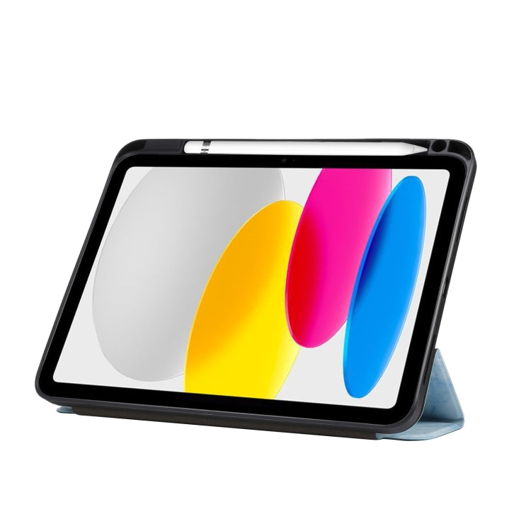 For iPad 2025 / 2022 Three-fold Marble Texture Protective Tablet Case with Pen Slot(Blue) - iPad 2025 / 2022 Cases by buy2fix | Online Shopping UK | buy2fix