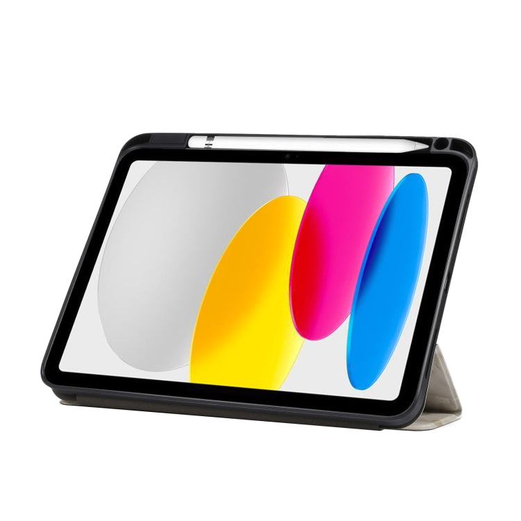 For iPad 2025 / 2022 Three-fold Marble Texture Protective Tablet Case with Pen Slot(Smoky Gray) - iPad 2025 / 2022 Cases by buy2fix | Online Shopping UK | buy2fix