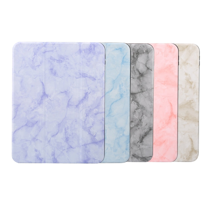 For iPad 2025 / 2022 Three-fold Marble Texture Protective Tablet Case with Pen Slot(Purple) - iPad 2025 / 2022 Cases by buy2fix | Online Shopping UK | buy2fix