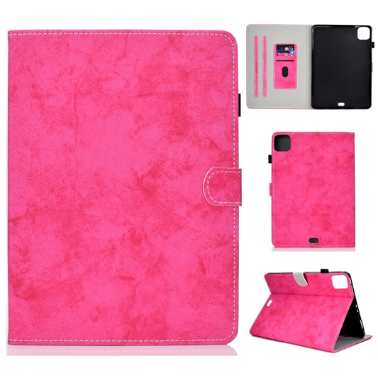 For iPad Pro 11 (2020) Sewing Thread Horizontal Solid Color Flat Leather Tablet Case with Sleep Function & Pen Cover & Anti Skid Strip & Card Slot & Holder(Rose Red) - iPad Pro 11 (2020) Cases by buy2fix | Online Shopping UK | buy2fix