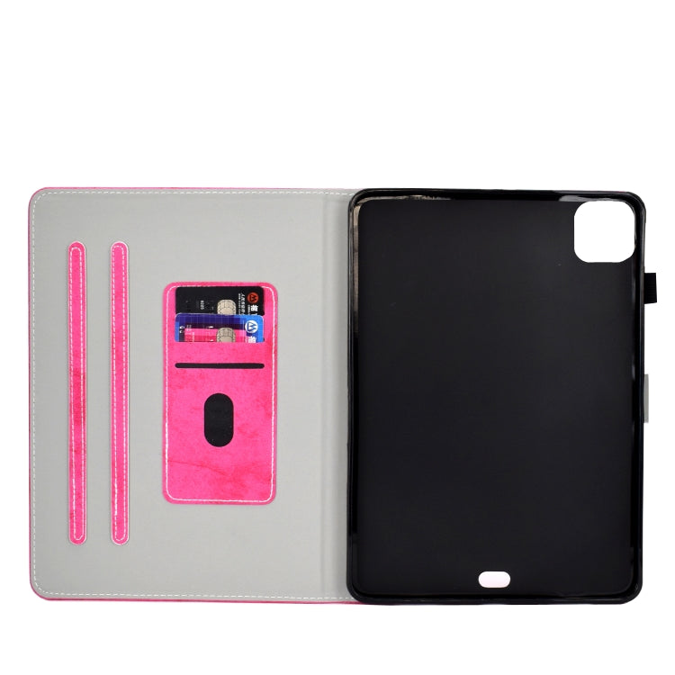 For iPad Pro 11 (2020) Sewing Thread Horizontal Solid Color Flat Leather Tablet Case with Sleep Function & Pen Cover & Anti Skid Strip & Card Slot & Holder(Rose Red) - iPad Pro 11 (2020) Cases by buy2fix | Online Shopping UK | buy2fix