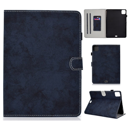 For iPad Pro 11 (2020) Sewing Thread Horizontal Solid Color Flat Leather Tablet Case with Sleep Function & Pen Cover & Anti Skid Strip & Card Slot & Holder(Navy) - iPad Pro 11 (2020) Cases by buy2fix | Online Shopping UK | buy2fix