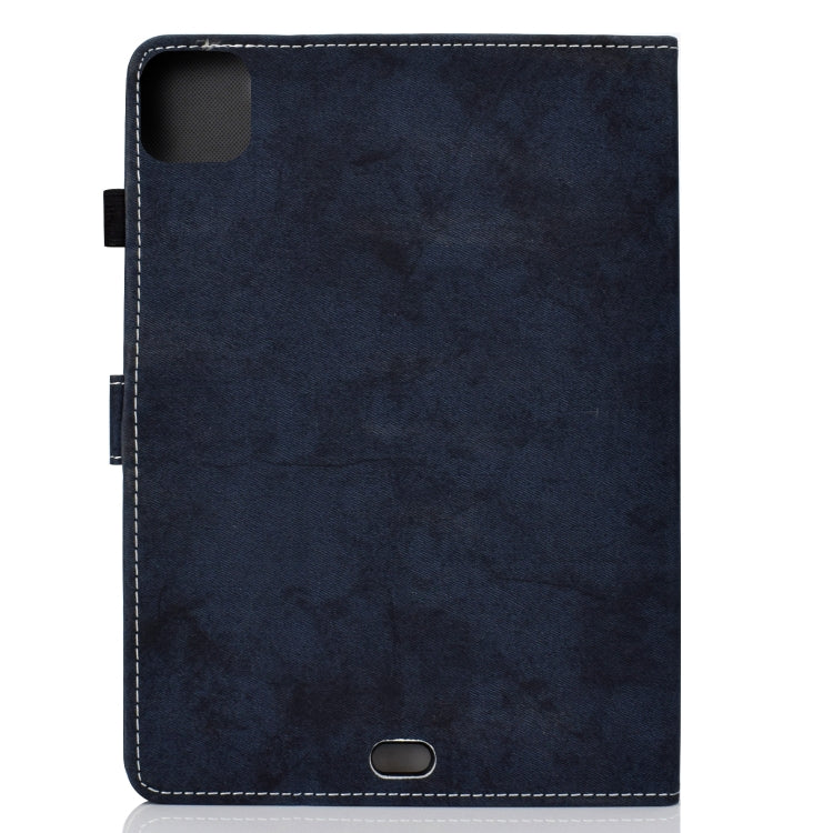 For iPad Pro 11 (2020) Sewing Thread Horizontal Solid Color Flat Leather Tablet Case with Sleep Function & Pen Cover & Anti Skid Strip & Card Slot & Holder(Navy) - iPad Pro 11 (2020) Cases by buy2fix | Online Shopping UK | buy2fix