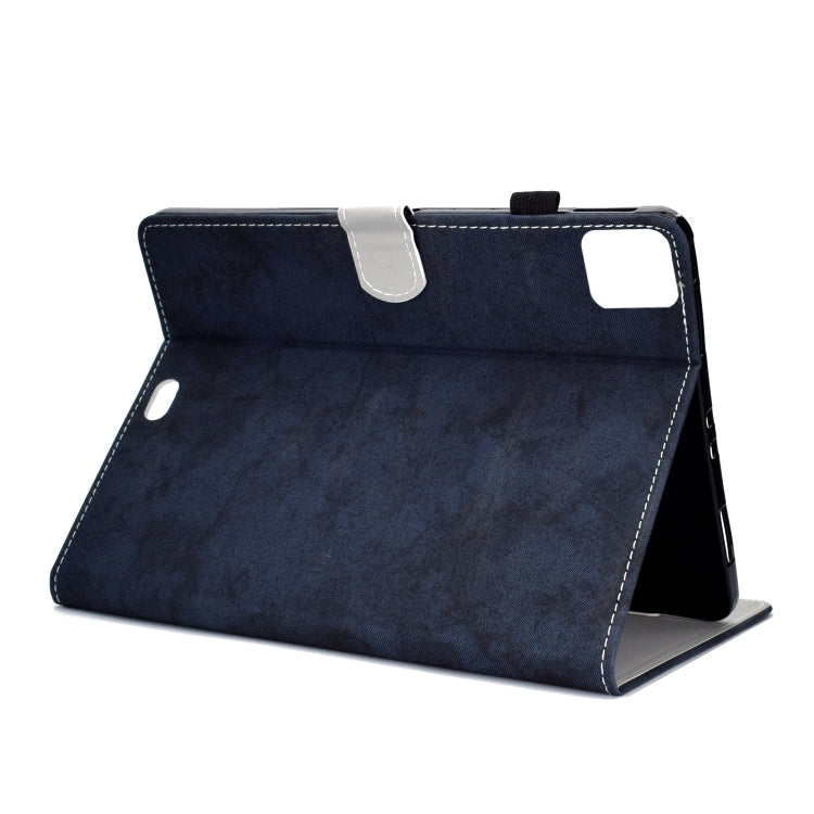 For iPad Pro 11 (2020) Sewing Thread Horizontal Solid Color Flat Leather Tablet Case with Sleep Function & Pen Cover & Anti Skid Strip & Card Slot & Holder(Navy) - iPad Pro 11 (2020) Cases by buy2fix | Online Shopping UK | buy2fix