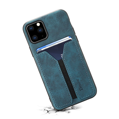 For iPhone 11 Pro Max Denior DV Elastic Card PU Back Cover Phone Case(Blue) - iPhone 11 Pro Max Cases by Denior | Online Shopping UK | buy2fix
