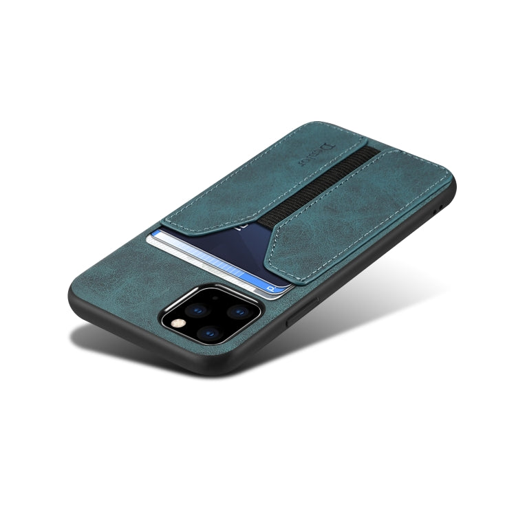 For iPhone 11 Pro Max Denior DV Elastic Card PU Back Cover Phone Case(Blue) - iPhone 11 Pro Max Cases by Denior | Online Shopping UK | buy2fix