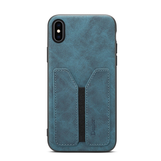 For iPhone XR Denior DV Elastic Card PU Back Cover Phone Case(Blue) - iPhone 11 Cases by Denior | Online Shopping UK | buy2fix