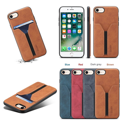 For iPhone SE 2022 / SE 2020 / 7 / 8 Denior DV Elastic Card PU Back Cover Phone Case(Blue) - iPhone SE 2022 / 2020 / 8 / 7 Cases by Denior | Online Shopping UK | buy2fix