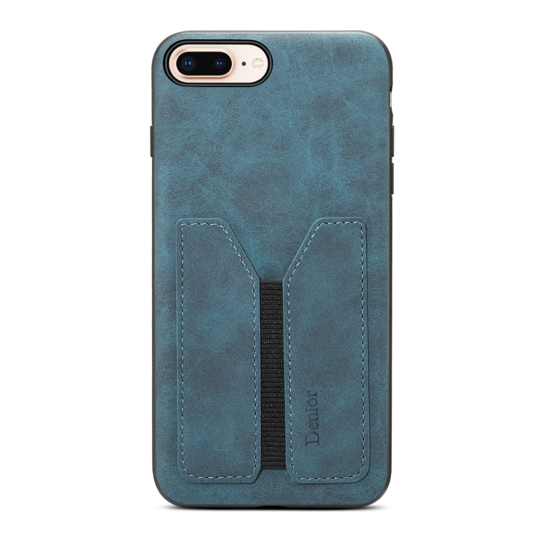 For iPhone 7 Plus / 8 Plus Denior DV Elastic Card PU Back Cover Phone Case(Blue) - More iPhone Cases by Denior | Online Shopping UK | buy2fix
