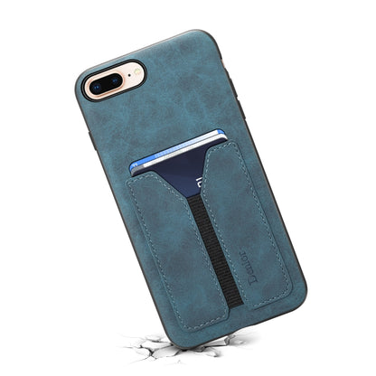 For iPhone 7 Plus / 8 Plus Denior DV Elastic Card PU Back Cover Phone Case(Blue) - More iPhone Cases by Denior | Online Shopping UK | buy2fix