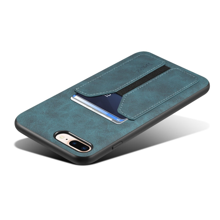 For iPhone 7 Plus / 8 Plus Denior DV Elastic Card PU Back Cover Phone Case(Blue) - More iPhone Cases by Denior | Online Shopping UK | buy2fix