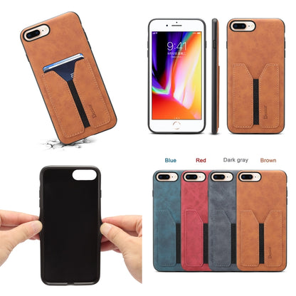 For iPhone 7 Plus / 8 Plus Denior DV Elastic Card PU Back Cover Phone Case(Blue) - More iPhone Cases by Denior | Online Shopping UK | buy2fix