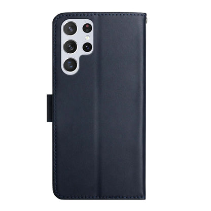 For Samsung Galaxy S23 Ultra 5G Genuine Leather Fingerprint-proof Flip Phone Case(Blue) - Galaxy S23 Ultra 5G Cases by buy2fix | Online Shopping UK | buy2fix