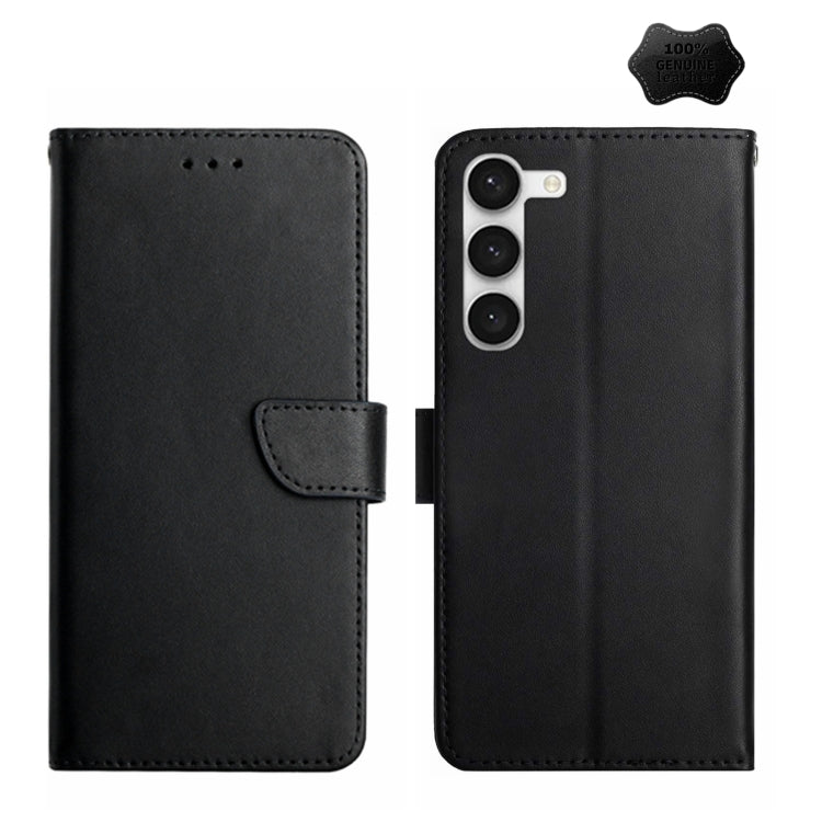 For Samsung Galaxy S23 5G Genuine Leather Fingerprint-proof Flip Phone Case(Black) - Galaxy S23 5G Cases by buy2fix | Online Shopping UK | buy2fix