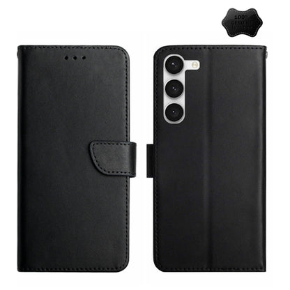 For Samsung Galaxy S23 5G Genuine Leather Fingerprint-proof Flip Phone Case(Black) - Galaxy S23 5G Cases by buy2fix | Online Shopping UK | buy2fix