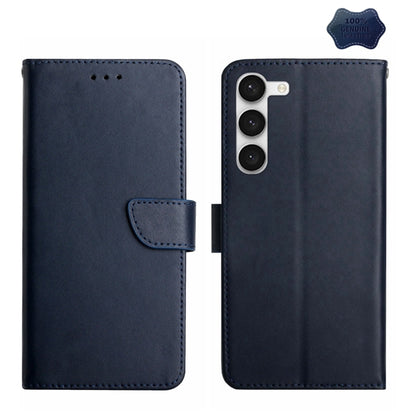 For Samsung Galaxy S23+ 5G Genuine Leather Fingerprint-proof Flip Phone Case(Blue) - Galaxy S23+ 5G Cases by buy2fix | Online Shopping UK | buy2fix