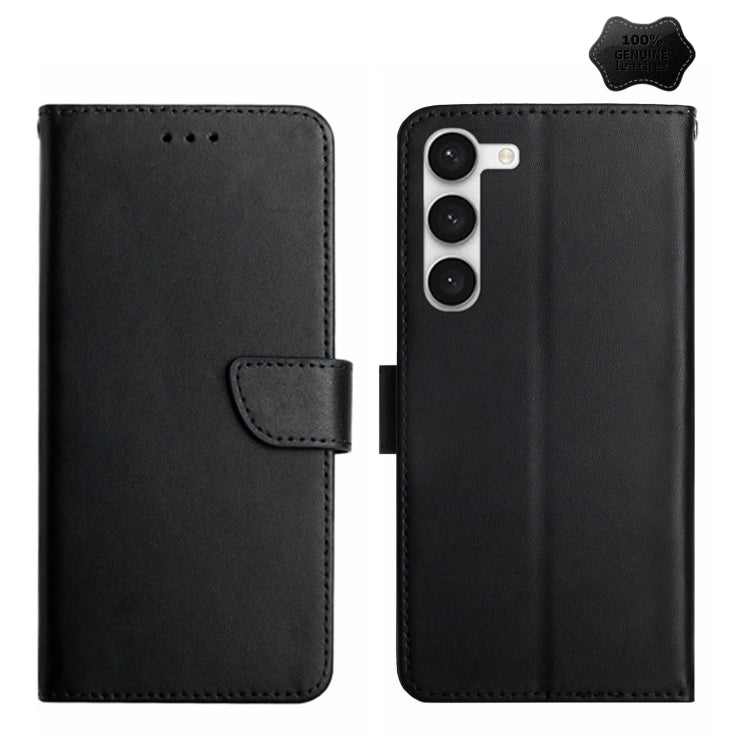 For Samsung Galaxy S23+ 5G Genuine Leather Fingerprint-proof Flip Phone Case(Black) - Galaxy S23+ 5G Cases by buy2fix | Online Shopping UK | buy2fix