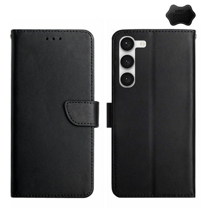 For Samsung Galaxy S23+ 5G Genuine Leather Fingerprint-proof Flip Phone Case(Black) - Galaxy S23+ 5G Cases by buy2fix | Online Shopping UK | buy2fix