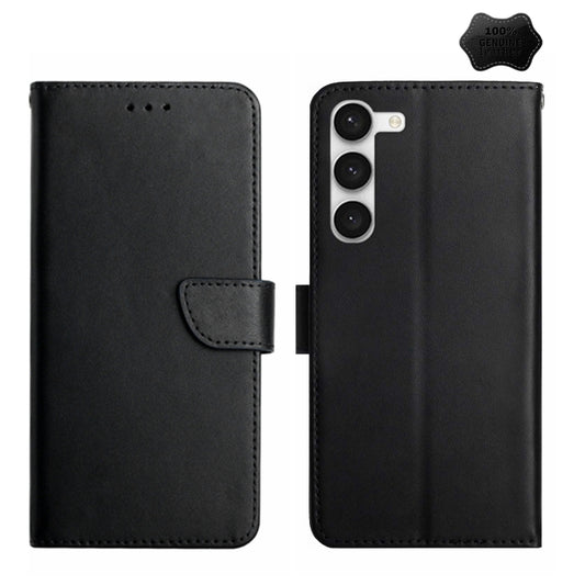 For Samsung Galaxy S23+ 5G Genuine Leather Fingerprint-proof Flip Phone Case(Black) - Galaxy S23+ 5G Cases by buy2fix | Online Shopping UK | buy2fix