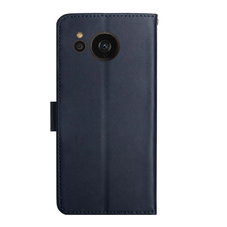 For Sharp Aquos Sense7 SH-V48 Genuine Leather Fingerprint-proof Flip Phone Case(Blue) - More Brand by buy2fix | Online Shopping UK | buy2fix