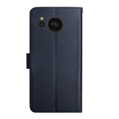 For Sharp Aquos Sense7 SH-V48 Genuine Leather Fingerprint-proof Flip Phone Case(Blue) - More Brand by buy2fix | Online Shopping UK | buy2fix