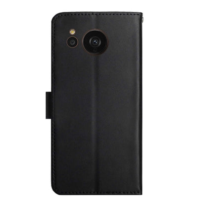 For Sharp Aquos Sense7 SH-V48 Genuine Leather Fingerprint-proof Flip Phone Case(Black) - More Brand by buy2fix | Online Shopping UK | buy2fix