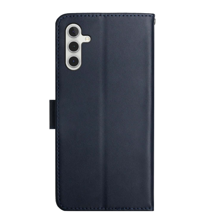 For Samsung Galaxy A14 5G Genuine Leather Fingerprint-proof Flip Phone Case(Blue) - Galaxy Phone Cases by buy2fix | Online Shopping UK | buy2fix