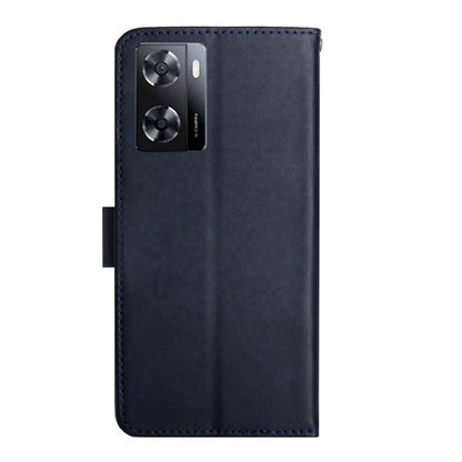 For OnePlus Nord N300 Genuine Leather Fingerprint-proof Flip Phone Case(Blue) - OnePlus Cases by buy2fix | Online Shopping UK | buy2fix