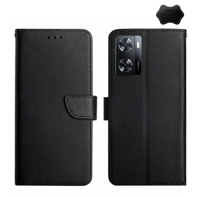 For OnePlus Nord N300 Genuine Leather Fingerprint-proof Flip Phone Case(Black) - OnePlus Cases by buy2fix | Online Shopping UK | buy2fix