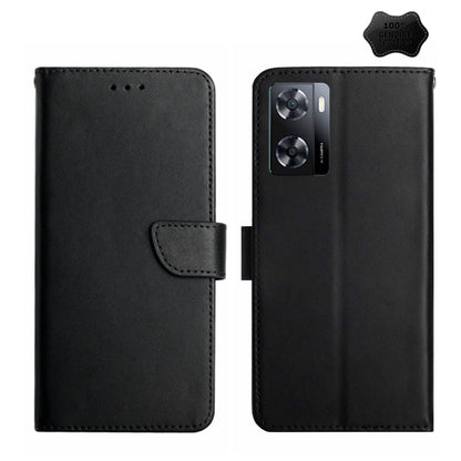 For OnePlus Nord N300 Genuine Leather Fingerprint-proof Flip Phone Case(Black) - OnePlus Cases by buy2fix | Online Shopping UK | buy2fix