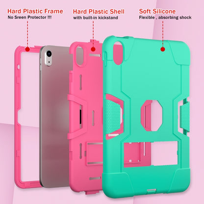 For iPad 2025 / 2022 Contrast Color Silicone + PC Tablet Case with Holder(Mint Green Rose Red) - iPad 2025 / 2022 Cases by buy2fix | Online Shopping UK | buy2fix
