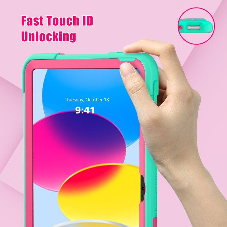 For iPad 2025 / 2022 Contrast Color Silicone + PC Tablet Case with Holder(Mint Green Rose Red) - iPad 2025 / 2022 Cases by buy2fix | Online Shopping UK | buy2fix