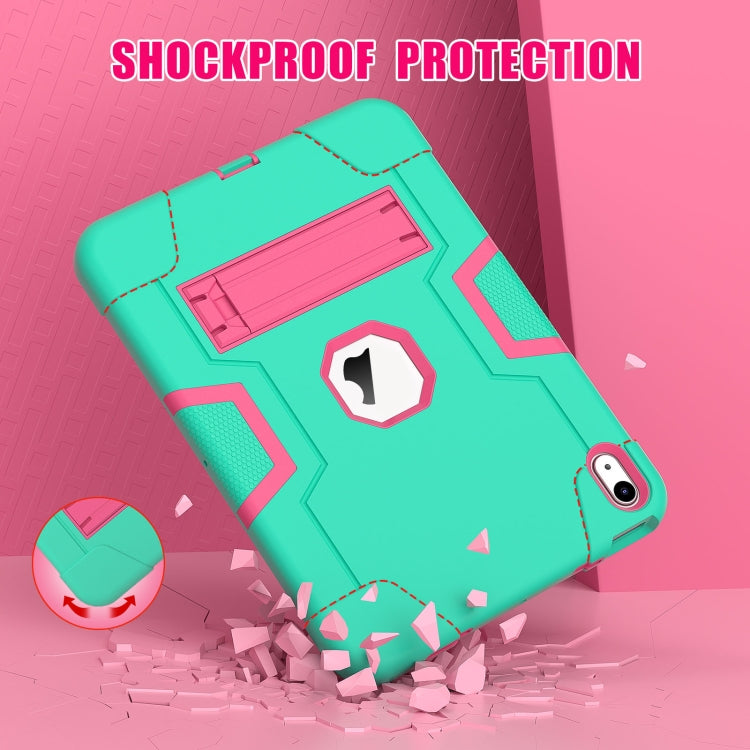 For iPad 2025 / 2022 Contrast Color Silicone + PC Tablet Case with Holder(Mint Green Rose Red) - iPad 2025 / 2022 Cases by buy2fix | Online Shopping UK | buy2fix