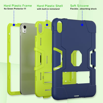 For iPad 2025 / 2022 Contrast Color Silicone + PC Tablet Case with Holder(Navy Blue Yellow Green) - iPad 2025 / 2022 Cases by buy2fix | Online Shopping UK | buy2fix