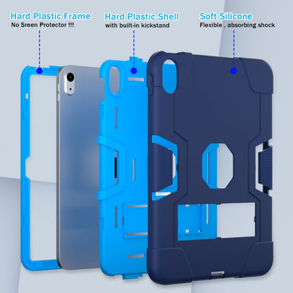For iPad 2025 / 2022 Contrast Color Silicone + PC Tablet Case with Holder(Navy Blue) - iPad 2025 / 2022 Cases by buy2fix | Online Shopping UK | buy2fix