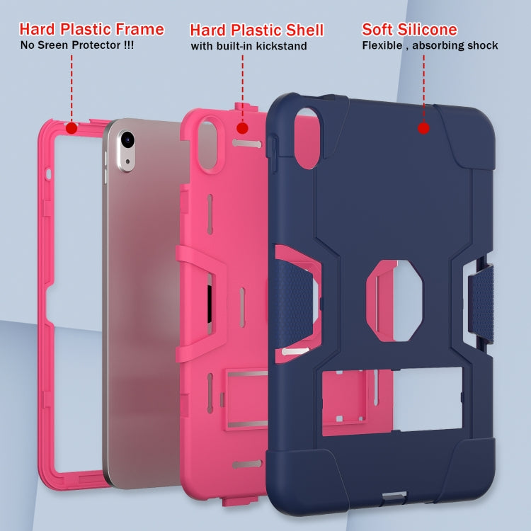 For iPad 2025 / 2022 Contrast Color Silicone + PC Tablet Case with Holder(Navy Blue Rose Red) - iPad 2025 / 2022 Cases by buy2fix | Online Shopping UK | buy2fix