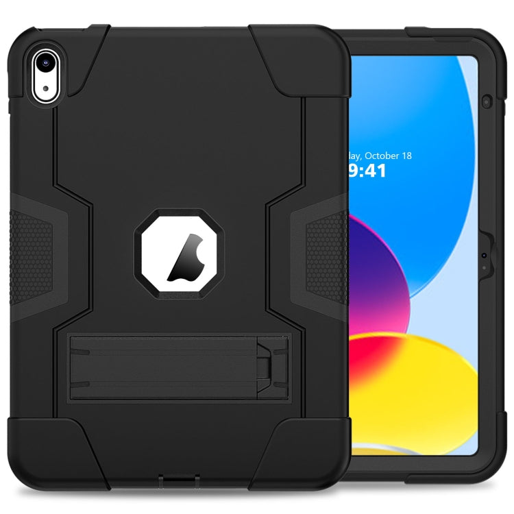 For iPad 2025 / 2022 Contrast Color Silicone + PC Tablet Case with Holder(Black) - iPad 2025 / 2022 Cases by buy2fix | Online Shopping UK | buy2fix