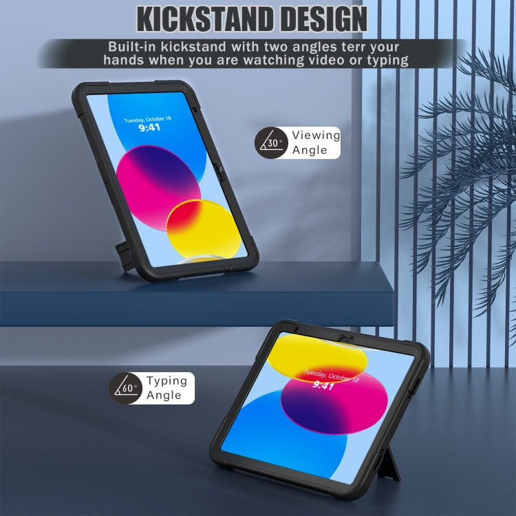 For iPad 2025 / 2022 Contrast Color Silicone + PC Tablet Case with Holder(Black) - iPad 2025 / 2022 Cases by buy2fix | Online Shopping UK | buy2fix